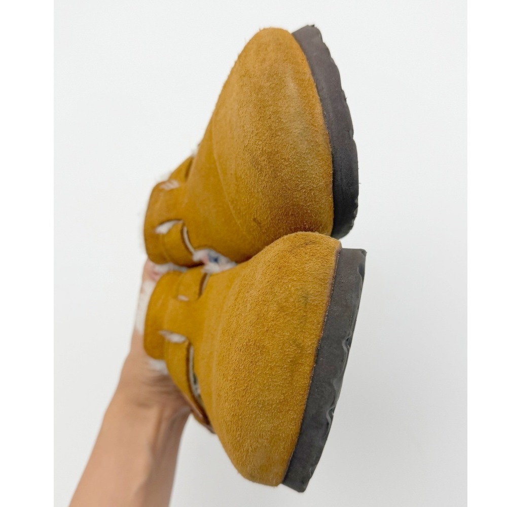 Birkenstock Womens 37 Brown Suede Leather Boston Cozy Shearling Clogs Germany - Picture 7 of 8